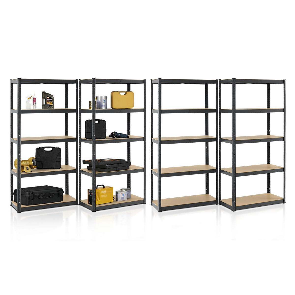 LAGERREGAL Basic grau 180x90x40 cm (4er-Set) - Grau, Metall (90/180/40cm) - Juskys