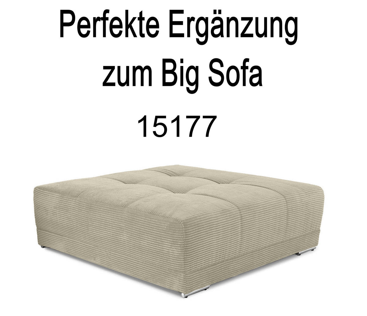 BIG-SOFA Federkern B306/T134/H86 cm, Liegefläche 120x240 cm, Cord Beige Grau / 15173 - Chromfarben/Greige, Textil/Metall (306/86/134cm) - luma-home