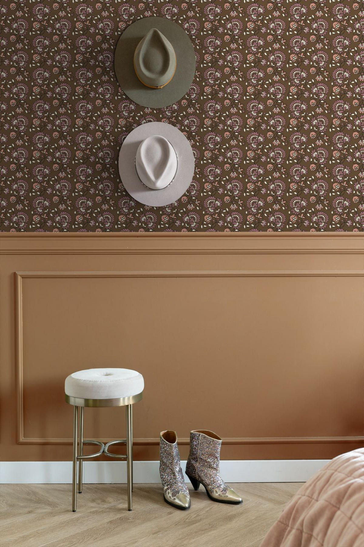 TAPETE Blumenmuster 50 x 900 cm - Braun, Papier (50/900cm) - ESTAhome