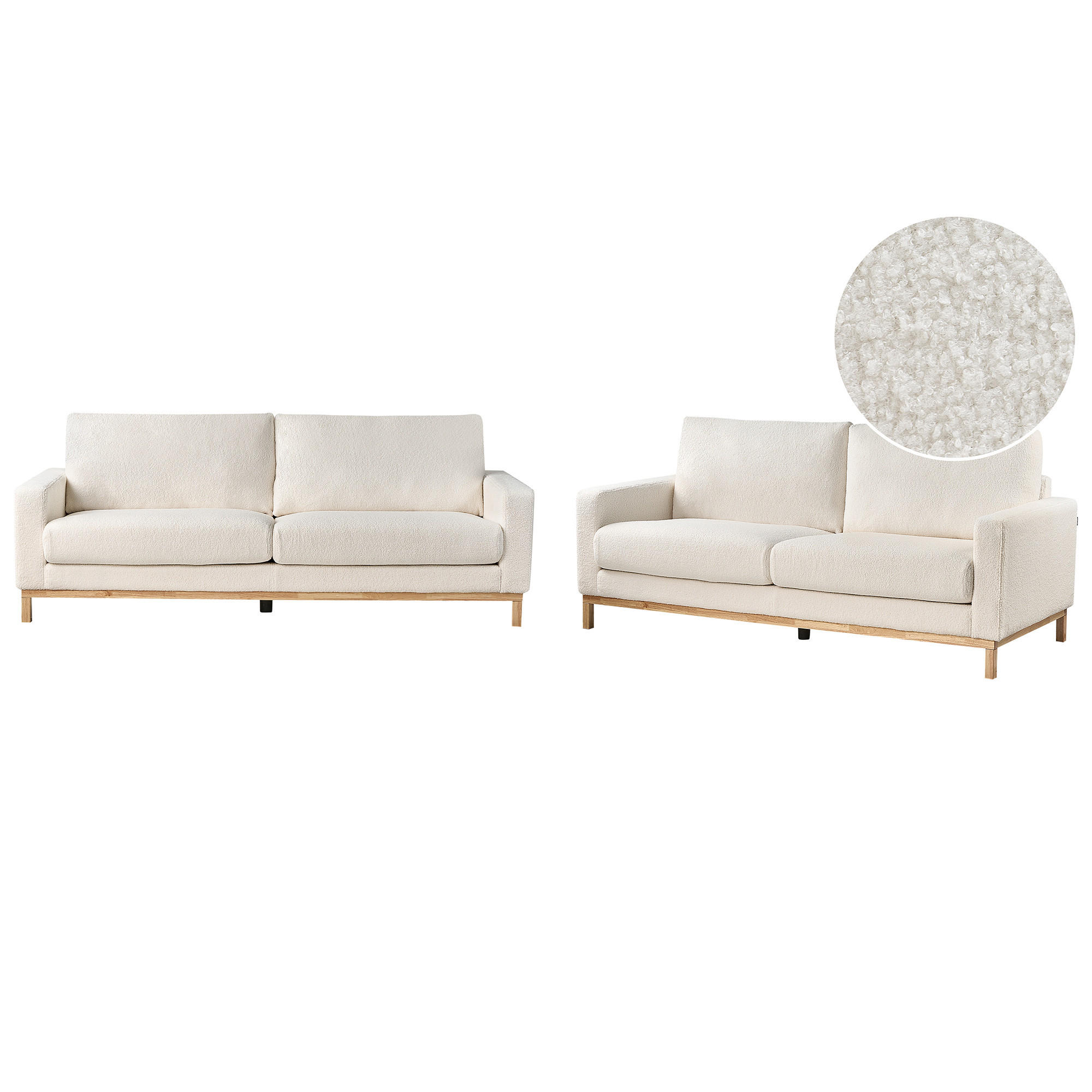 5-SITZER-SOFA SET Bouclé weiß/hellbraun Siggard - Hellbraun/Weiß, Textil (92/92/217cm) - Beliani