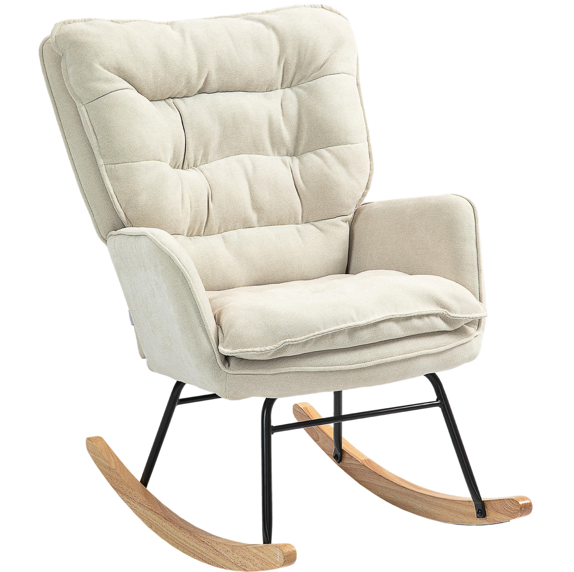 SCHAUKELSTUHL 71/98,5/97 cm in Beige mit Chenilleoptik und hoher Rückenlehne - Beige, Textil (98.5/97/71cm) - Flora Grace