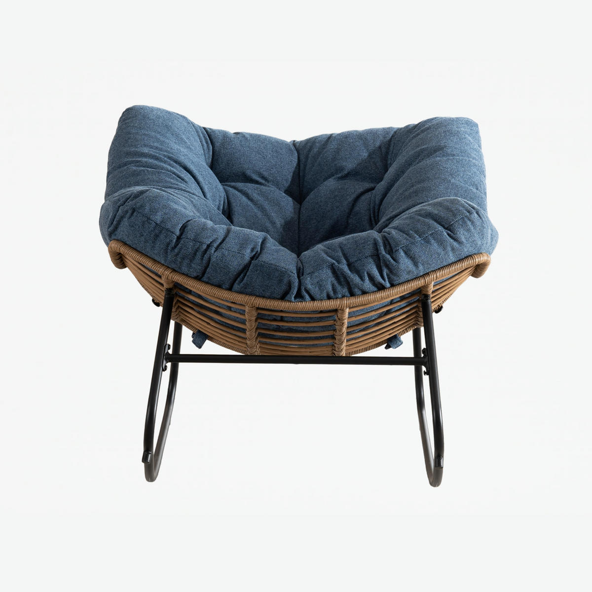 SCHAUKELSTUHL Blau Chenille, Metallrahmen - Blau, Textil (107/83/95cm) - Oxeza