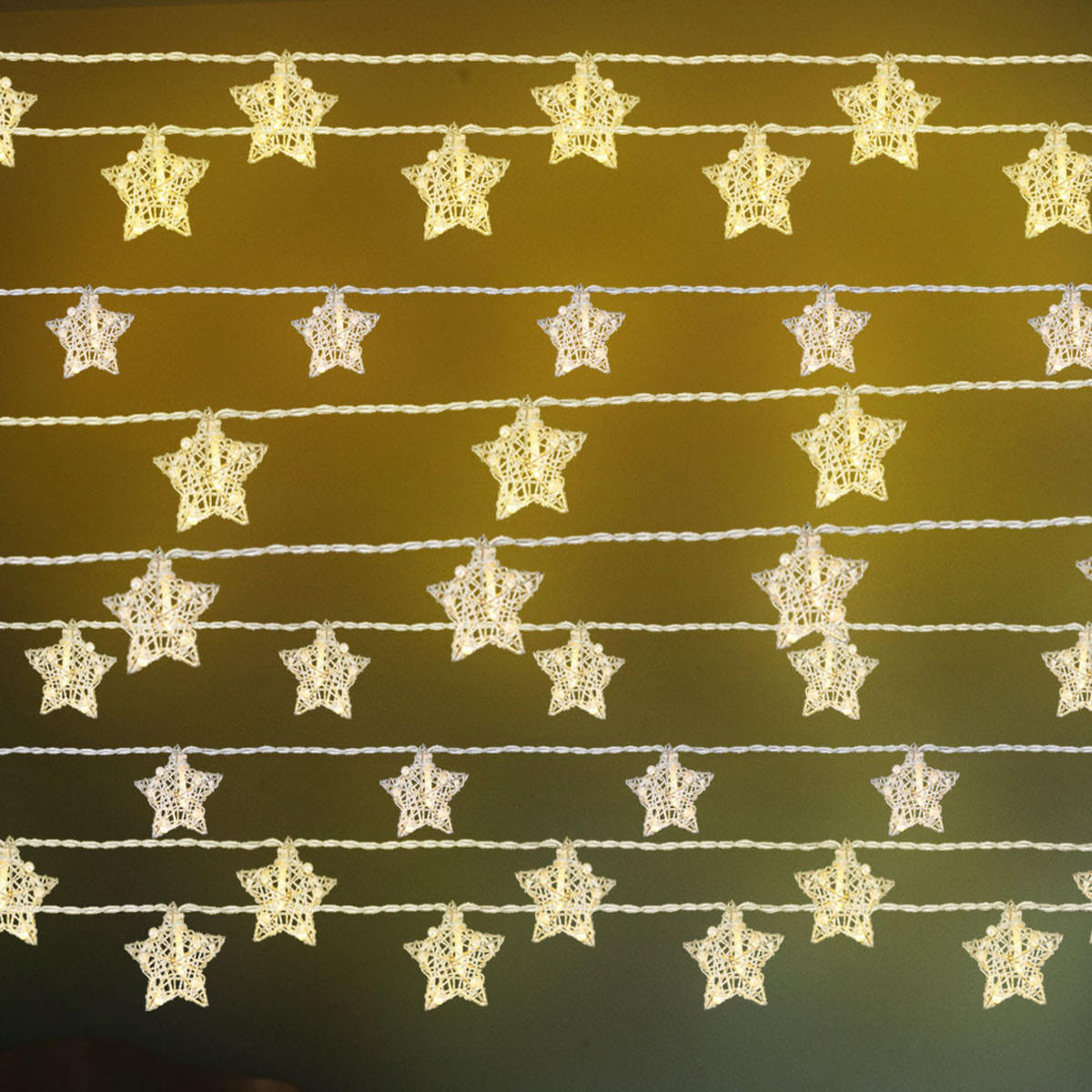 LED Lichterkette Sternen-Design Silber - Silberfarben, Metall (90/5.5/1.5cm) - Globo Lighting