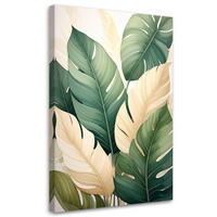 WANDBILD, Grüne und cremefarbene tropische Blätter in einer natürlichen Komposition - Grün, Textil (40/60cm) - Feeby