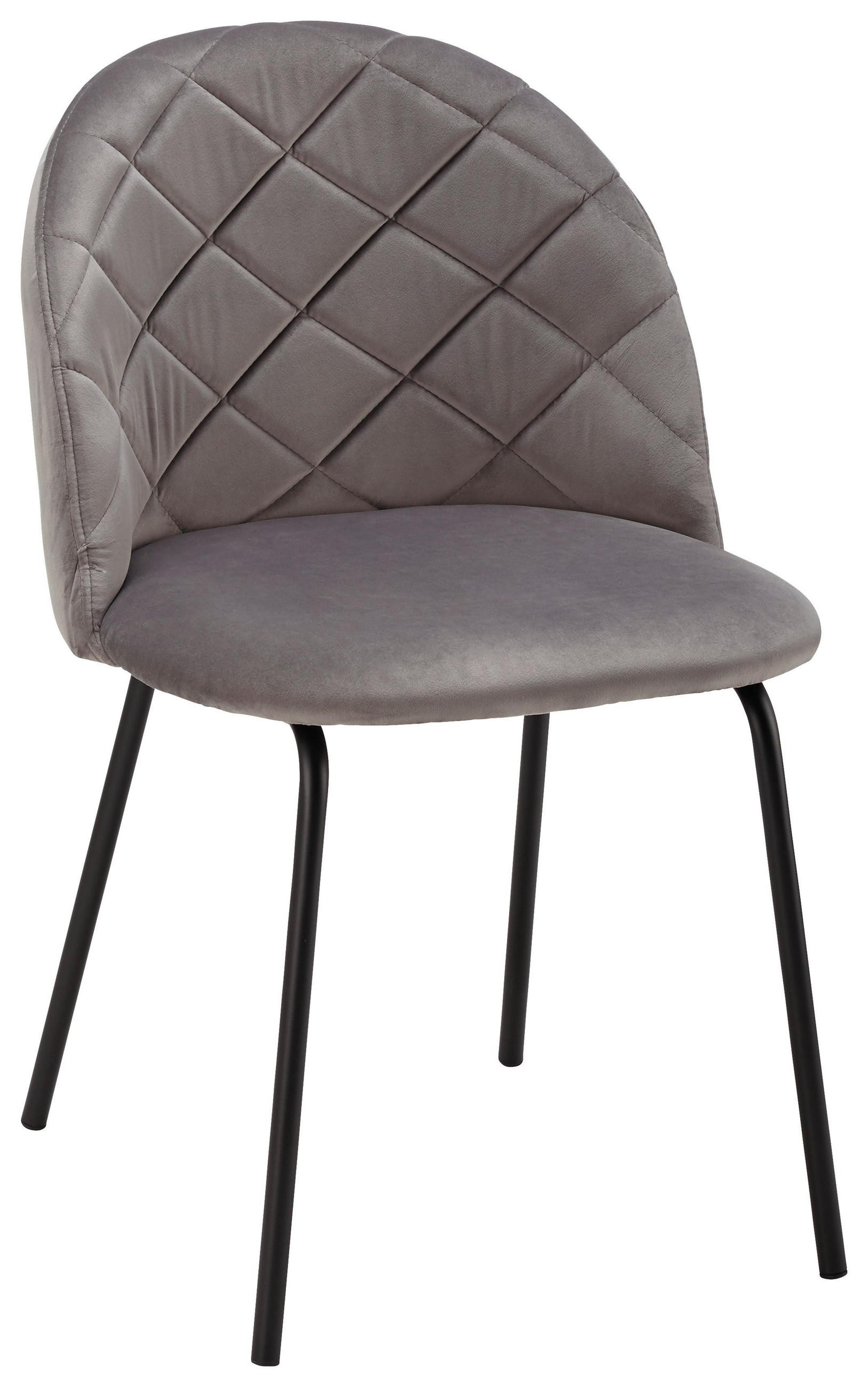 STUHL Selina Grau Samt Gepolstert - Grau, Holz (48.5/78/54cm) - Bessagi Home