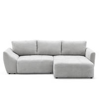 ECKSOFA NICE L Rechts mit Schlaffunktion 137x204 Chenille Hellgrau - Hellgrau/Schwarz, Holz/Textil (165/260cm) - Muffo