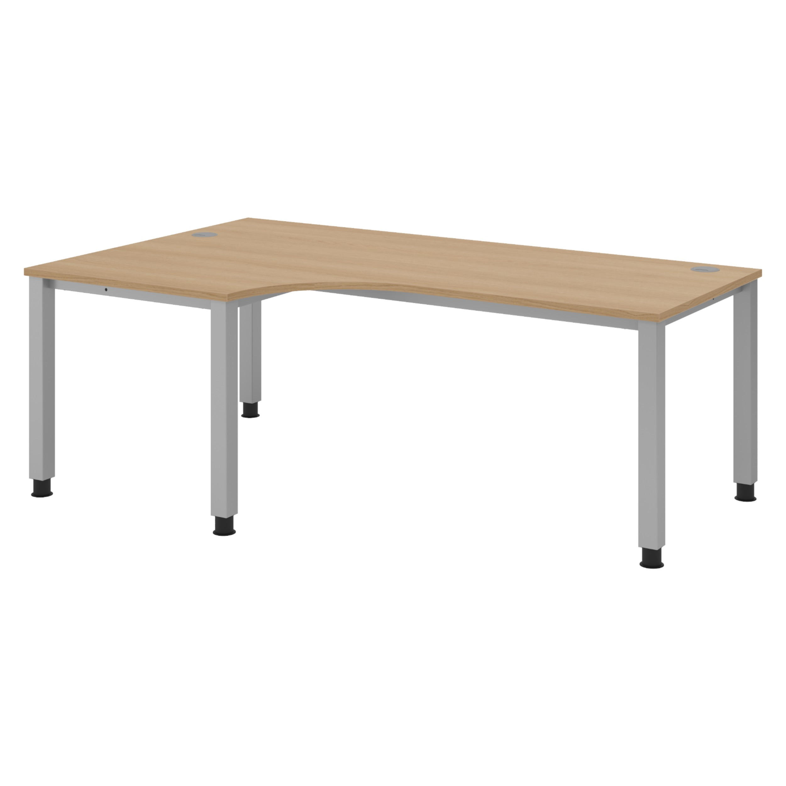 SCHREIBTISCH Serie-Q 120/200/74 cm in Eichefarben/Silberfarben - Eichefarben/Silberfarben, Holzwerkstoff (120/200/74cm) - bümö