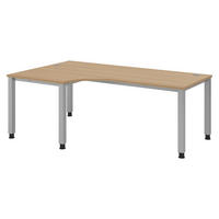 SCHREIBTISCH Serie-Q 120/200/74 cm in Eichefarben/Silberfarben - Eichefarben/Silberfarben, Holzwerkstoff (120/200/74cm) - bümö