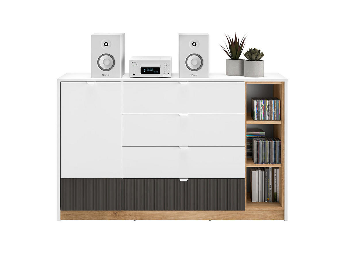 KOMMODE – 138 cm – Torino – Weiß - Weiß, Holzwerkstoff (138/86/40cm) - hi-markt