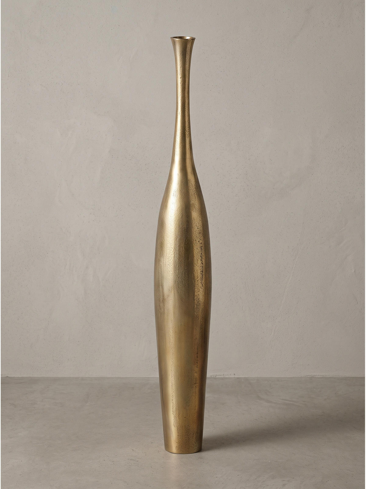 BODENVASE EBRO, Aluminium, handgefertigt, Gold, Ø 13 x 75 cm - Goldfarben, Metall (75cm) - KADIMA DESIGN