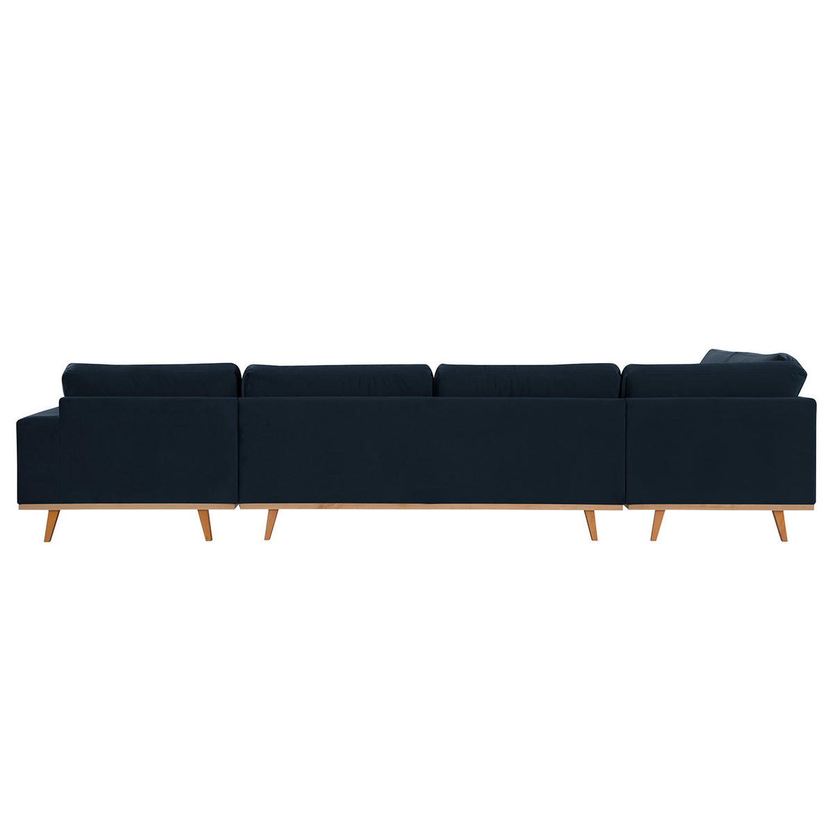 WOHNLANDSCHAFT mit Longchair - Buchefarben/Dunkelblau, Buchenholz/Textil (371/81/219cm) - home24