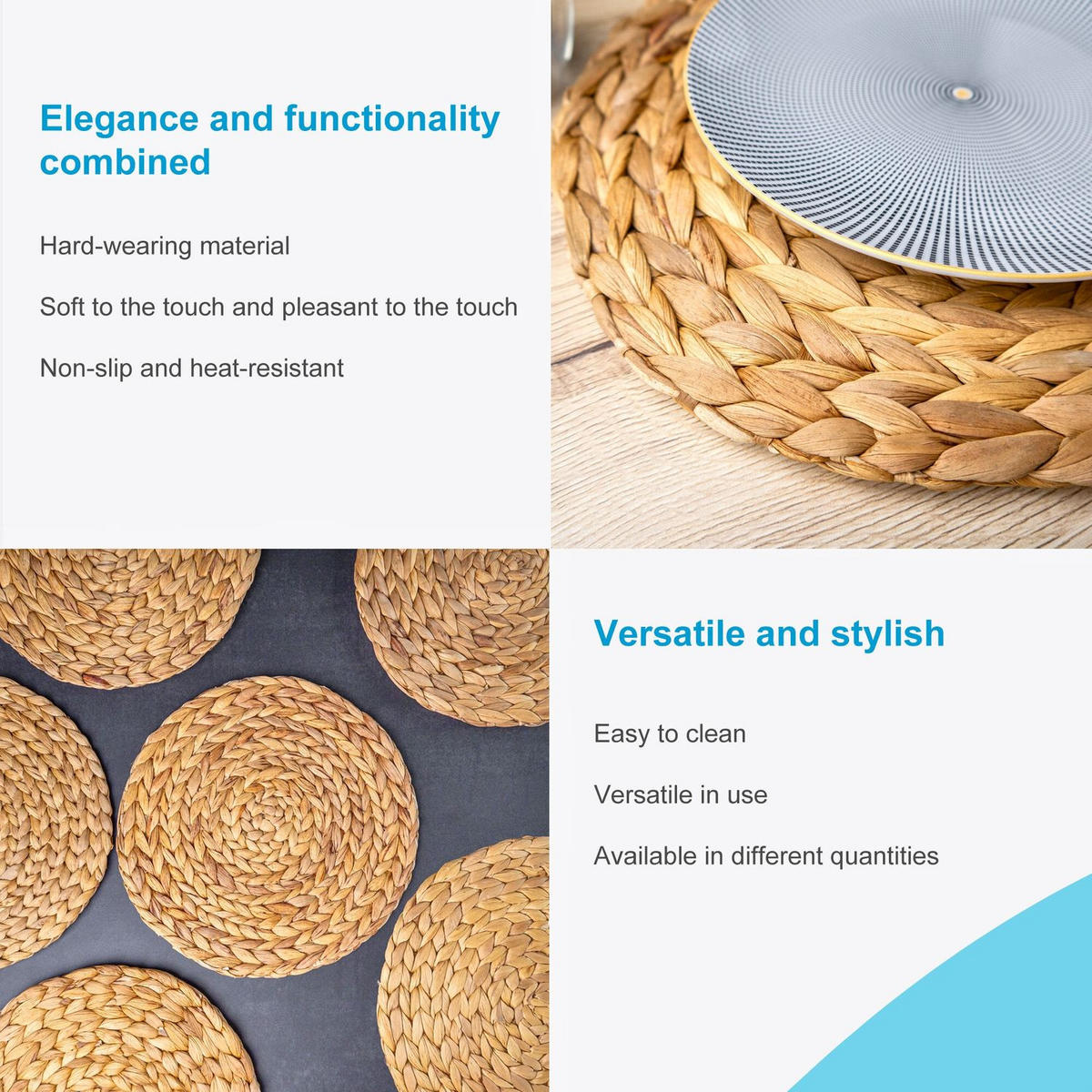 PLATZSET Untersetzer 30 cm - Naturfarben, Naturmaterialen (30/30/13cm) - Intirilife