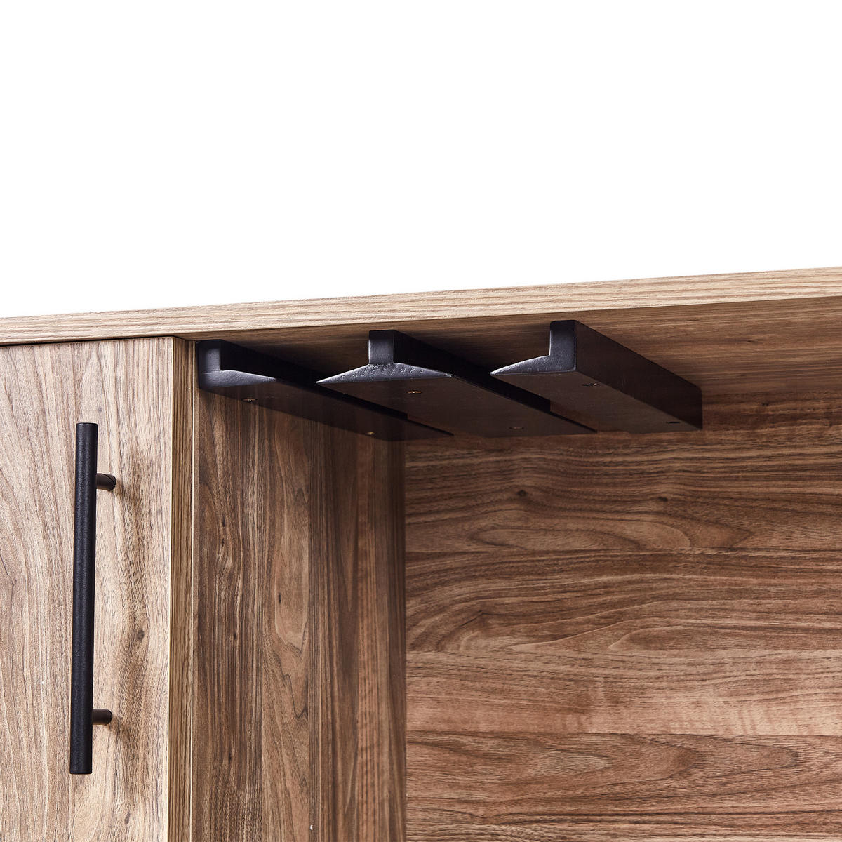 WEINREGAL Hellbraun Eliston - Hellbraun/Schwarz, Holzwerkstoff (97/90/36cm) - Beliani