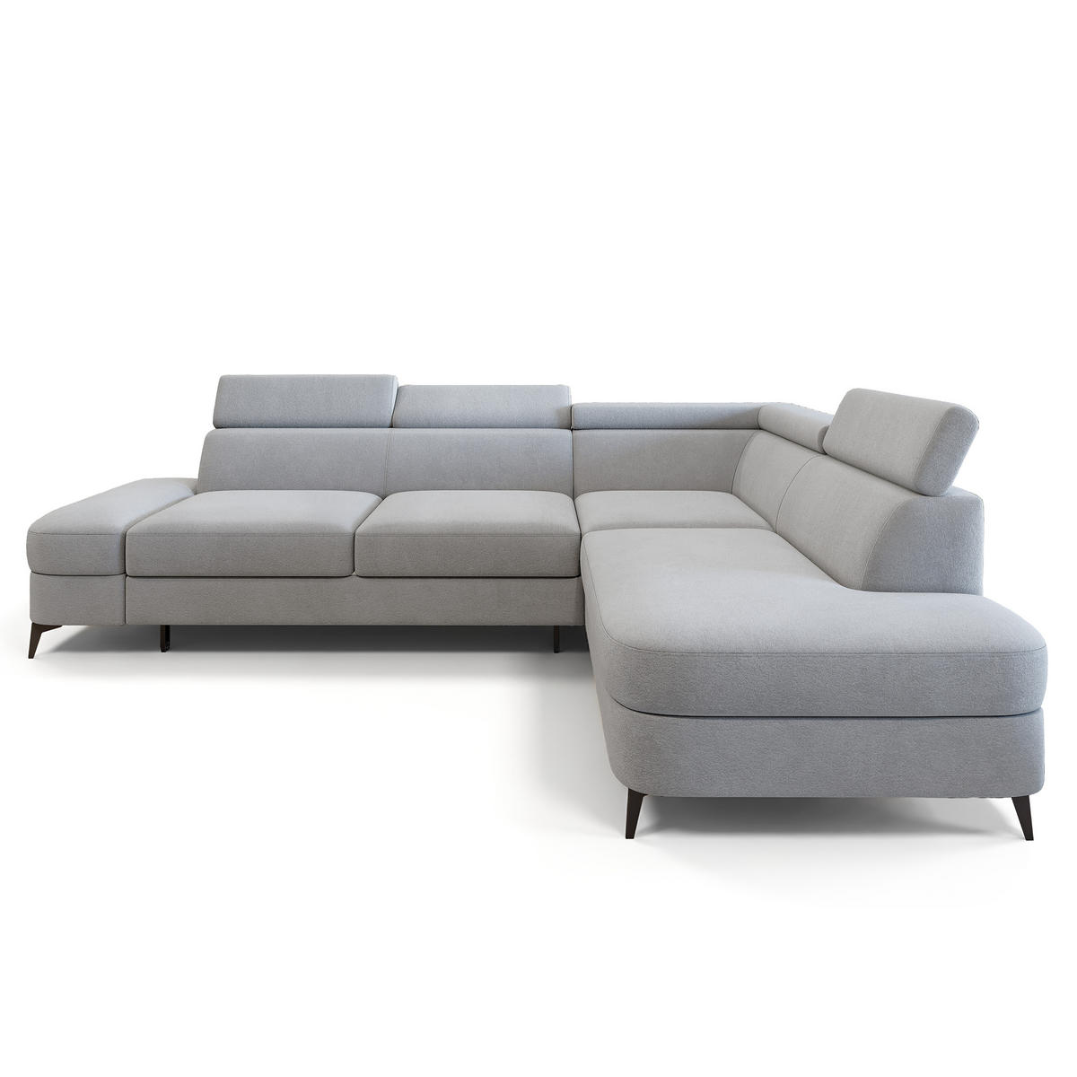 ECKSOFA AVISE MV R-S Hellgrau Velours-Stoff mit Schlaffunktion - Hellgrau, Holzwerkstoff/Textil (268/195cm) - MASSENO