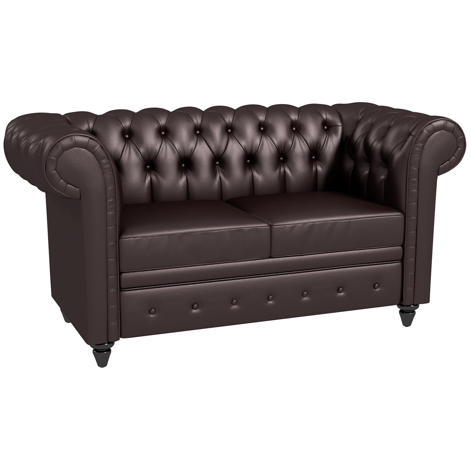 SOFA, 2-Sitzer, Chesterfield, abnehmbare Kissen, Kunstleder, braun, 160x84x80cm - Multicolor, Holzwerkstoff (160/80/84cm) - FORIOUS