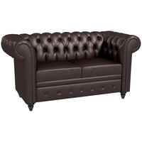 SOFA, 2-Sitzer, Chesterfield, abnehmbare Kissen, Kunstleder, braun, 160x84x80cm - Multicolor, Holzwerkstoff (160/80/84cm) - FORIOUS