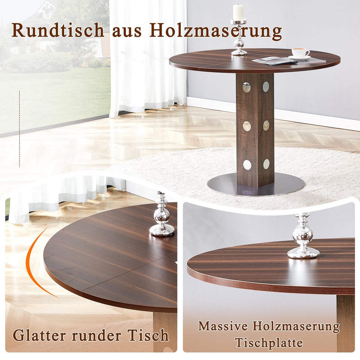 ESSTISCH 100/100/76 cm Walnuss aus MDF mit Stauraumfächern - Walnussfarben, Holzwerkstoff (100/100/76cm) - OKWISH