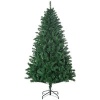 WEIHNACHTSBAUM 1,8 m Christbaum Kunsttanne 1000 Zweige Metallfuß PVC Weiß - Grün, Kunststoff (180cm) - HOMCOM