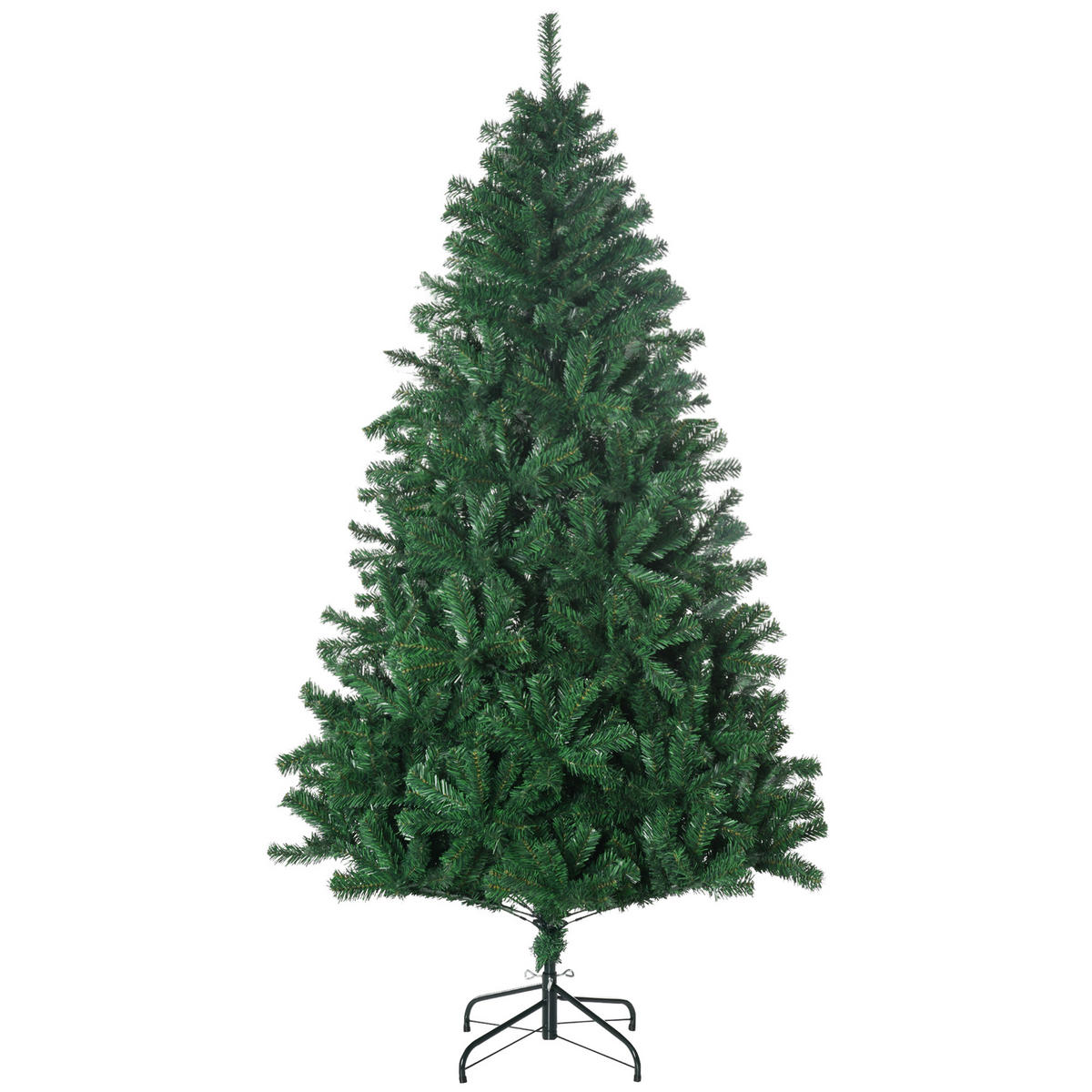 WEIHNACHTSBAUM 1,8 m Christbaum Kunsttanne 1000 Zweige Metallfuß PVC Weiß - Grün, Kunststoff (180cm) - HOMCOM