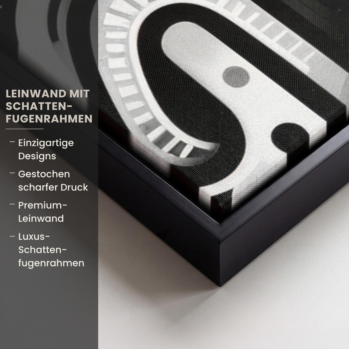 LEINWAND Bilder mit Rahmen - Symbole - Abstrakt - Grafik - Schwarz - 90x60 - Schwarz, Textil (90/60cm) - MuchoWow