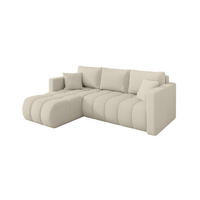ROHOVÁ SEDAČKA s funkcí spaní, otoman vlevo GARD-L 226x146x85 béžová bouclé - černá/písková barva, kompozitní dřevo/textil (226/146cm) - ALTDECOR