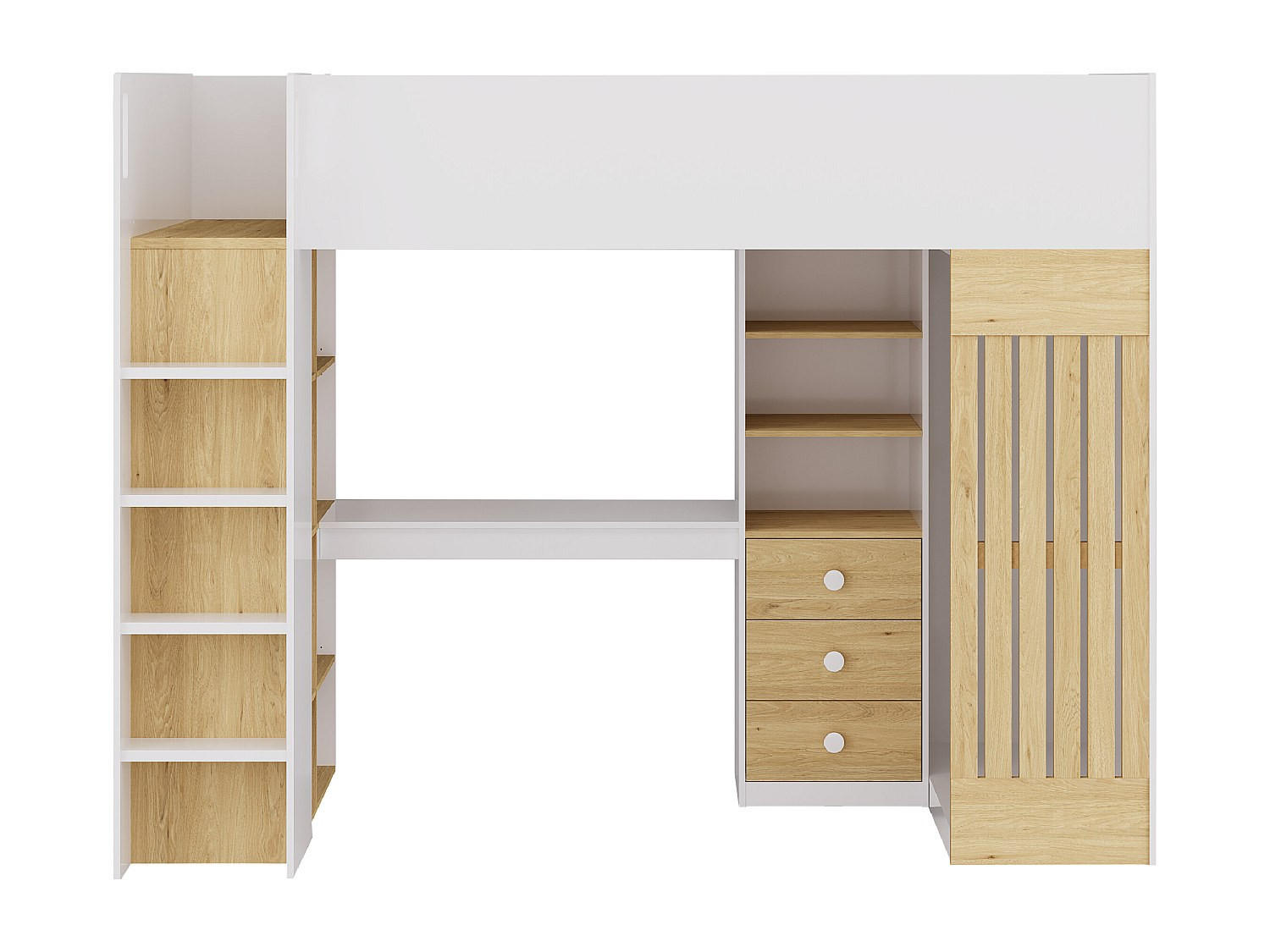 HOCHBETT - 1 Person - holz - naturfarben hell, weiß Lorinti - Weiß, Holz (90/190cm) - Vente-Unique