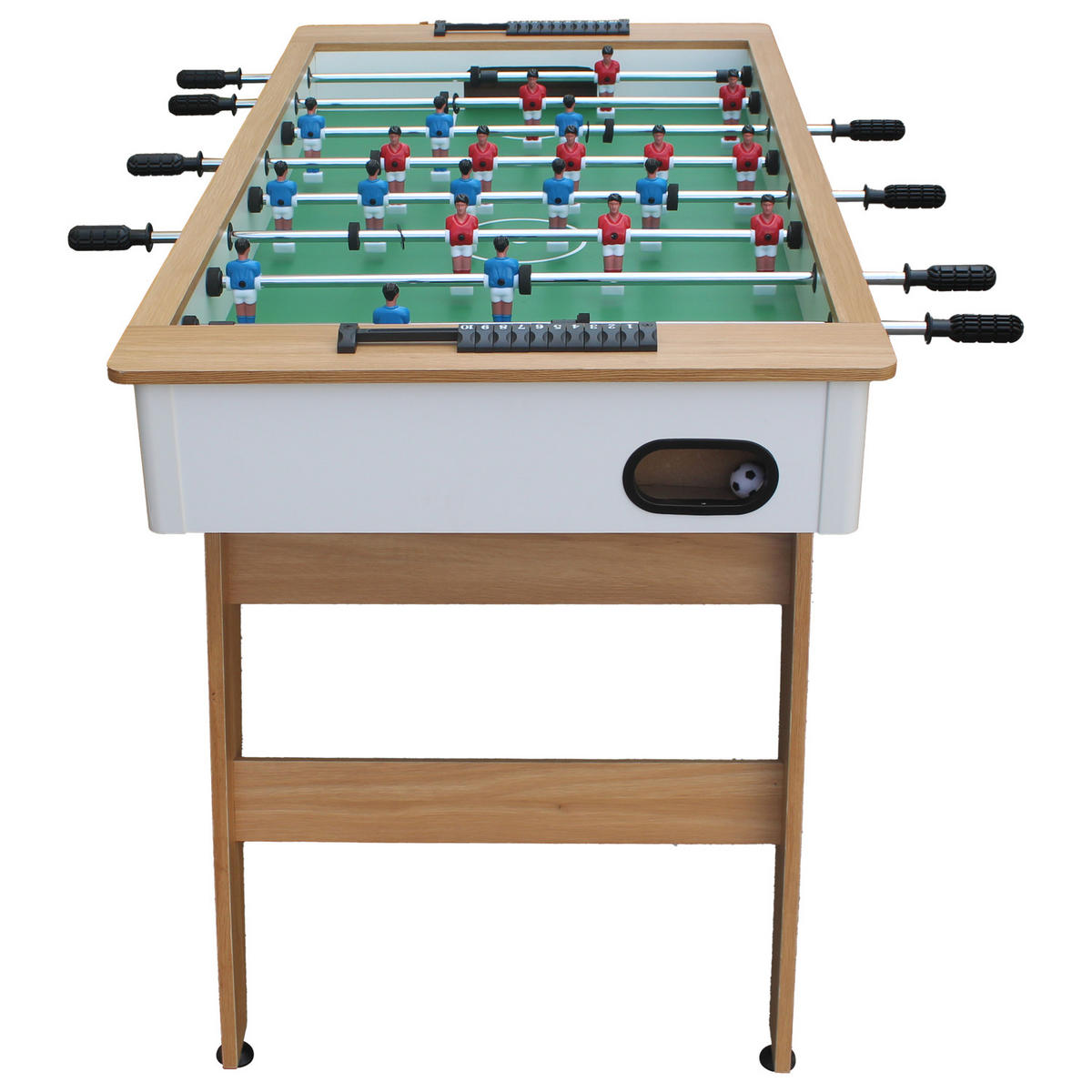 TISCHFUSSBALL Weiß und Holz 120cm - Braun, Holzwerkstoff (65.41/121.9cm) - Happy Garden
