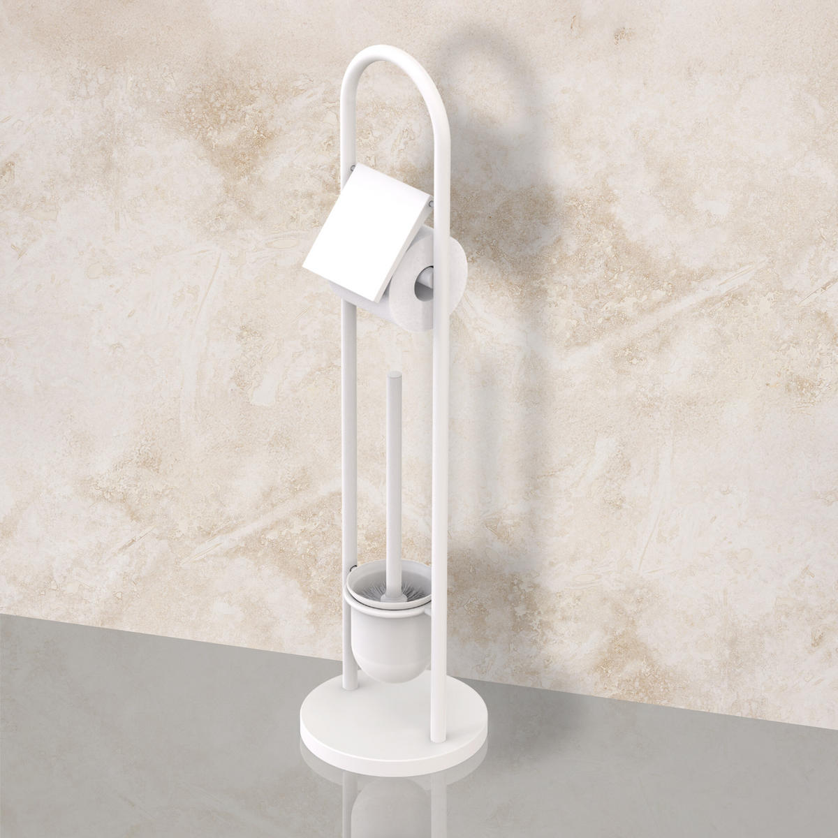 WC-GARNITUR - Weiß, Kunststoff/Textil (22/79/22cm) - Relaxdays