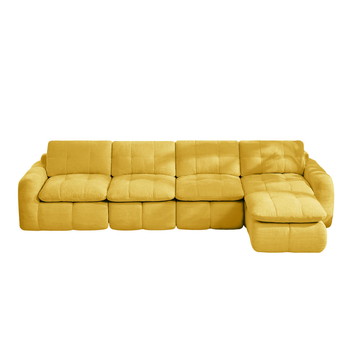 ECKSOFA DE-34464 4-Sitzer L-Form mit Ottoman Gelb - Gelb, Textil (160/334cm) - ComfortXL