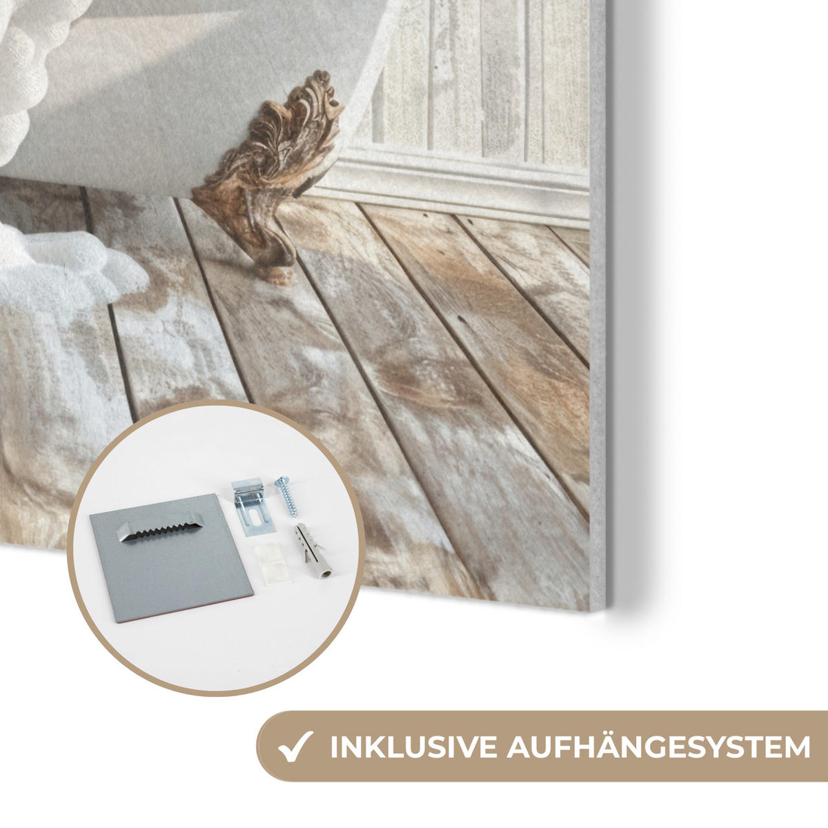 AKUSTIKPANEEL Esel - Tiere - Badewanne - Schaumstoff 70x100 cm - Weiß, Textil (70/0.9/100cm) - MuchoWow