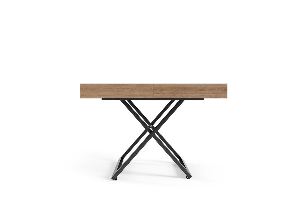 COUCHTISCH SANNA U - Trüffeleichefarben/Schwarz, Holzwerkstoff/Metall (80/120/27cm) - Meblini