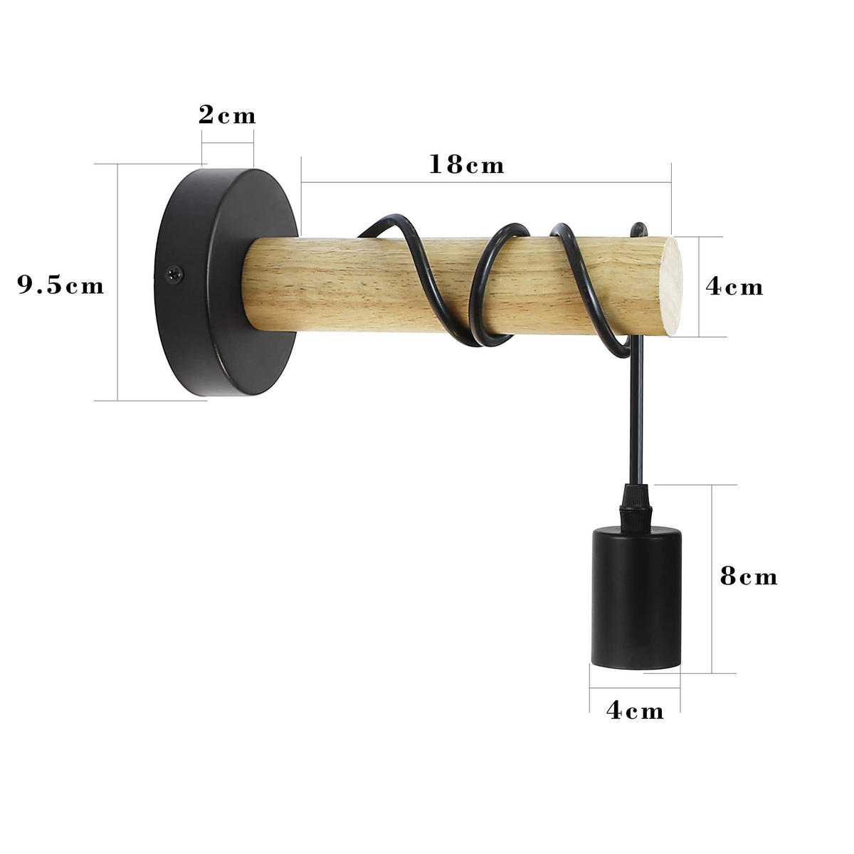 WANDLEUCHTE Brass 20/10/10 cm - Schwarz, Holz (10/10/20cm) - ZMH