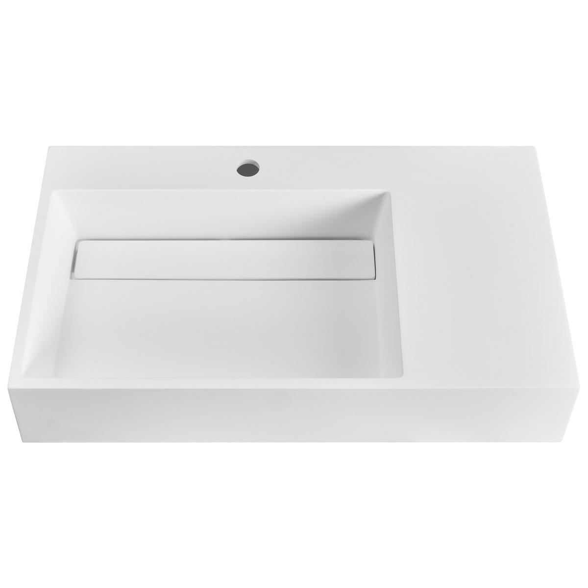HÄNGEWASCHBECKEN Weiß 75/43 cm Mineralguss Cusco - Weiß, Naturmaterialien (75/15/43cm) - Beliani