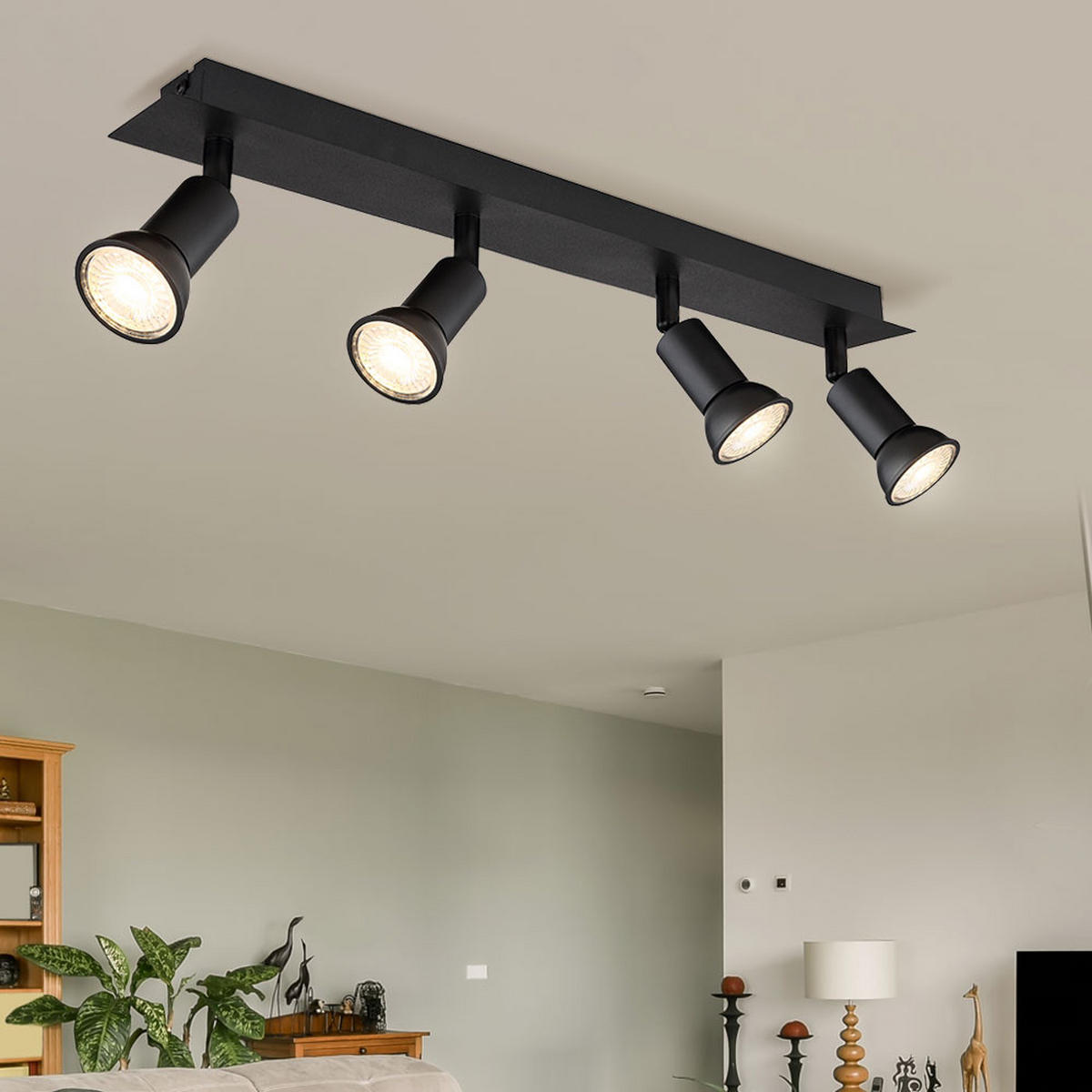 LED DECKENLEUCHTE Drew Metall Schwarz - Schwarz, Metall (50/6/9cm) - Globo Lighting