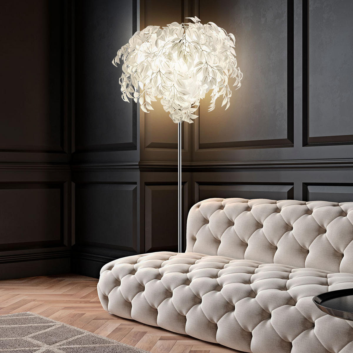 LED STEHLEUCHTE LEAVY Chrom Silber - Silberfarben, Metall (11.7/70/180cm)