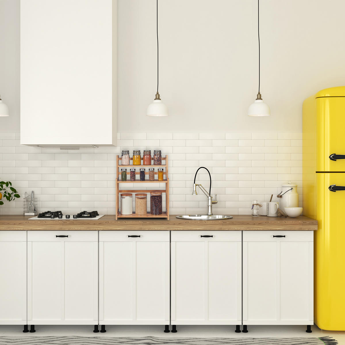 GEWÜRZREGAL - Hellbraun, Holz (41.5/50/18cm) - Relaxdays