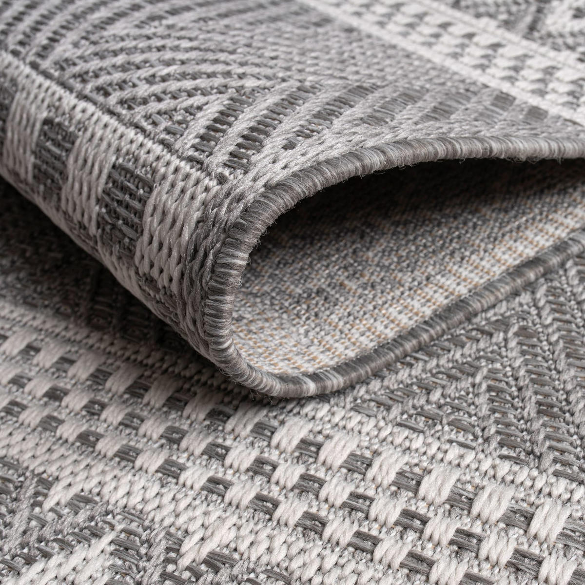 TEPPICH Kurzflor Streifen Boho Wohnzimmer schmutzabweisend Grau Läufer 80x150 - Grau, Textil (80/150cm) - KADIMA DESIGN