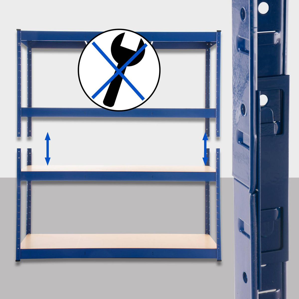 LAGERREGAL 160/60 cm Metall blau - Blau, Metall (160/180/60cm) - CLP