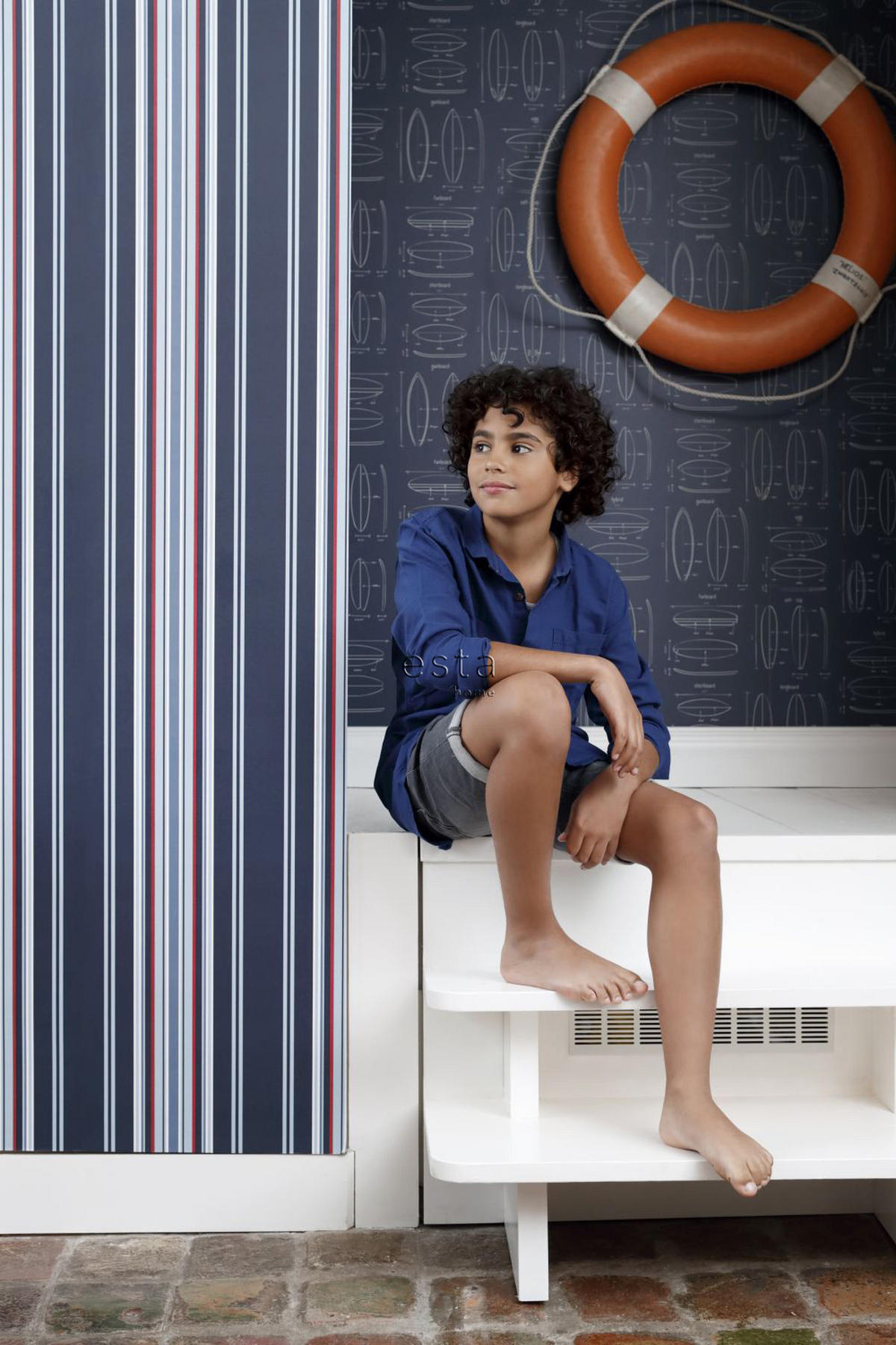 TAPETE Streifen 53 cm x 10.05 m - Blau, Papier (53/1000cm) - ESTAhome