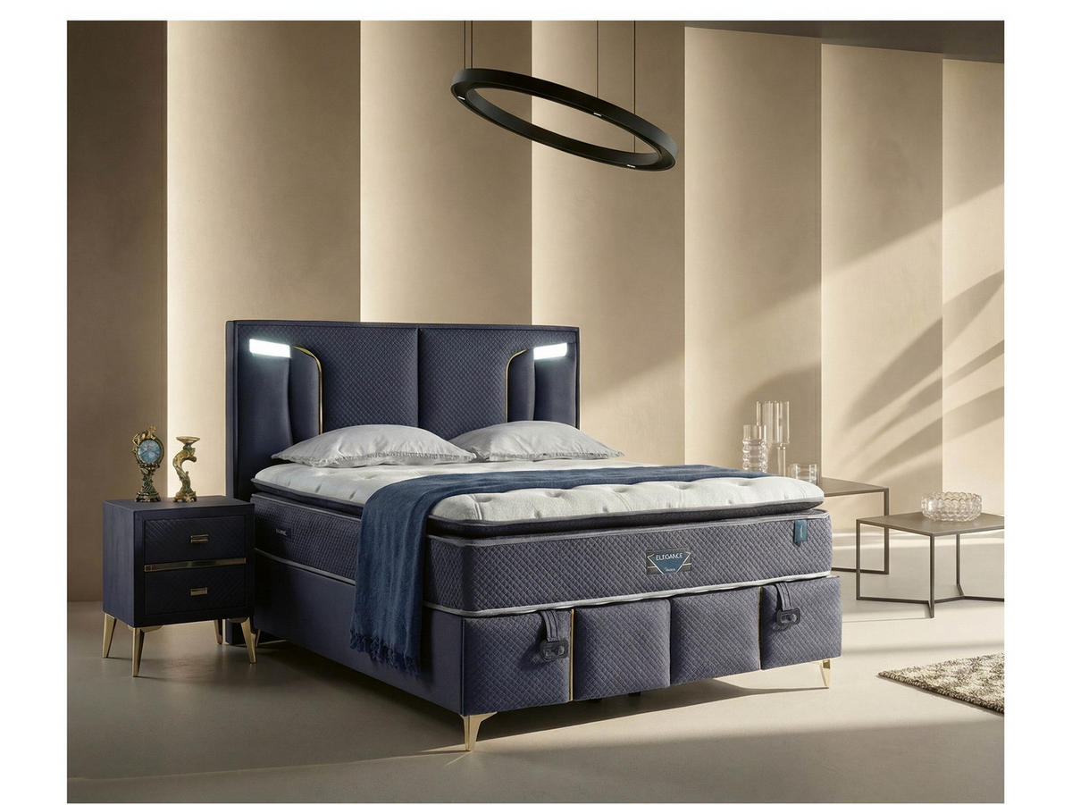 POLSTERBETTSET Elegance 150x200 Anthrazit - Anthrazit, Textil/Metall (150/200cm) - Villa Möbel