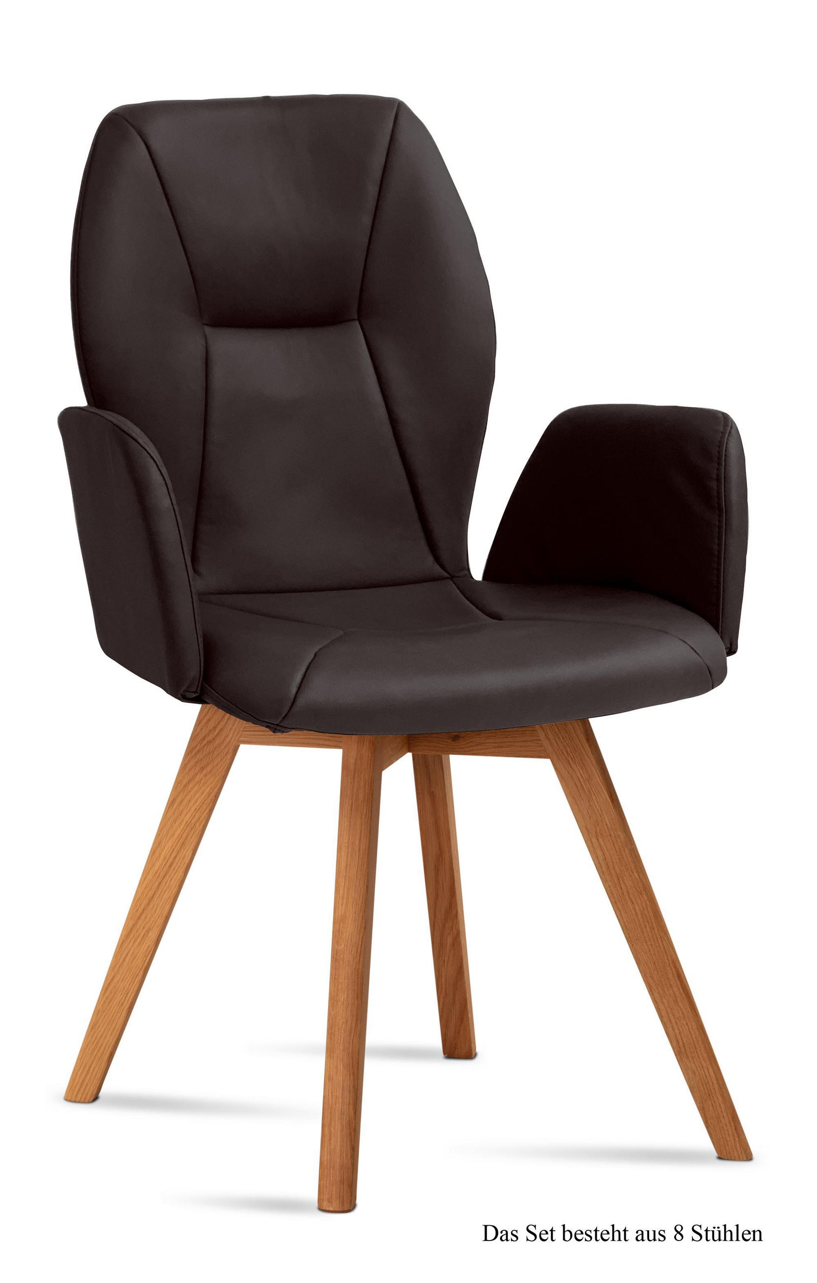 ARMLEHNSTUHL (8er-Set) Donka 58x92x60 Eiche geölt/Espresso - Eichefarben/Dunkelbraun, Kunststoff (60/92/58cm) - 58aufmkessel