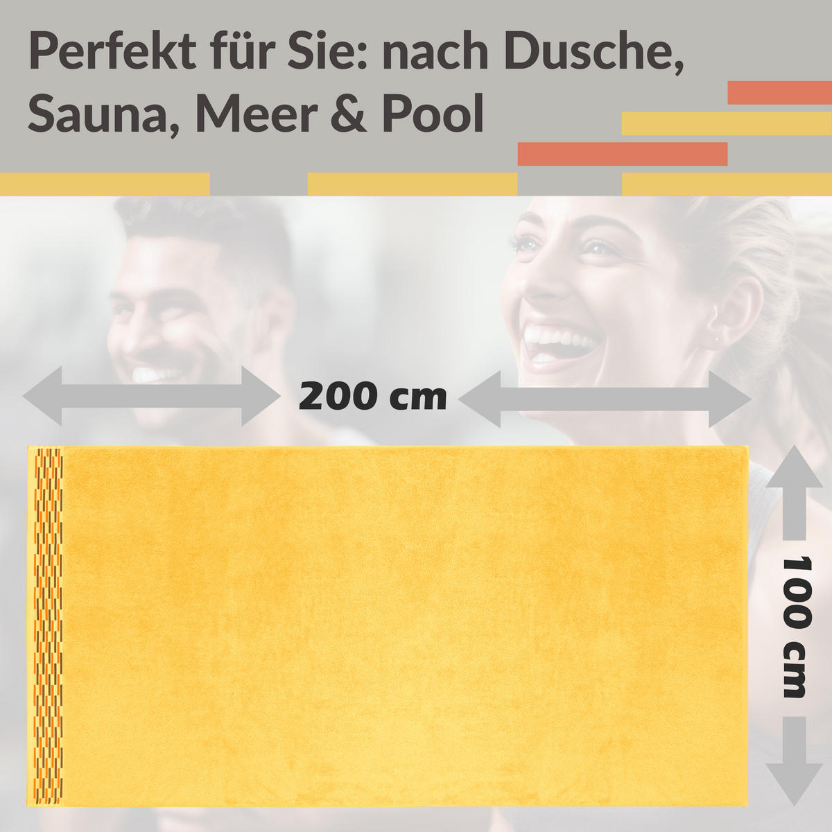BADETUCH Lugano Gelb 100x200 cm - Gelb, Textil (100/200cm) - Lashuma