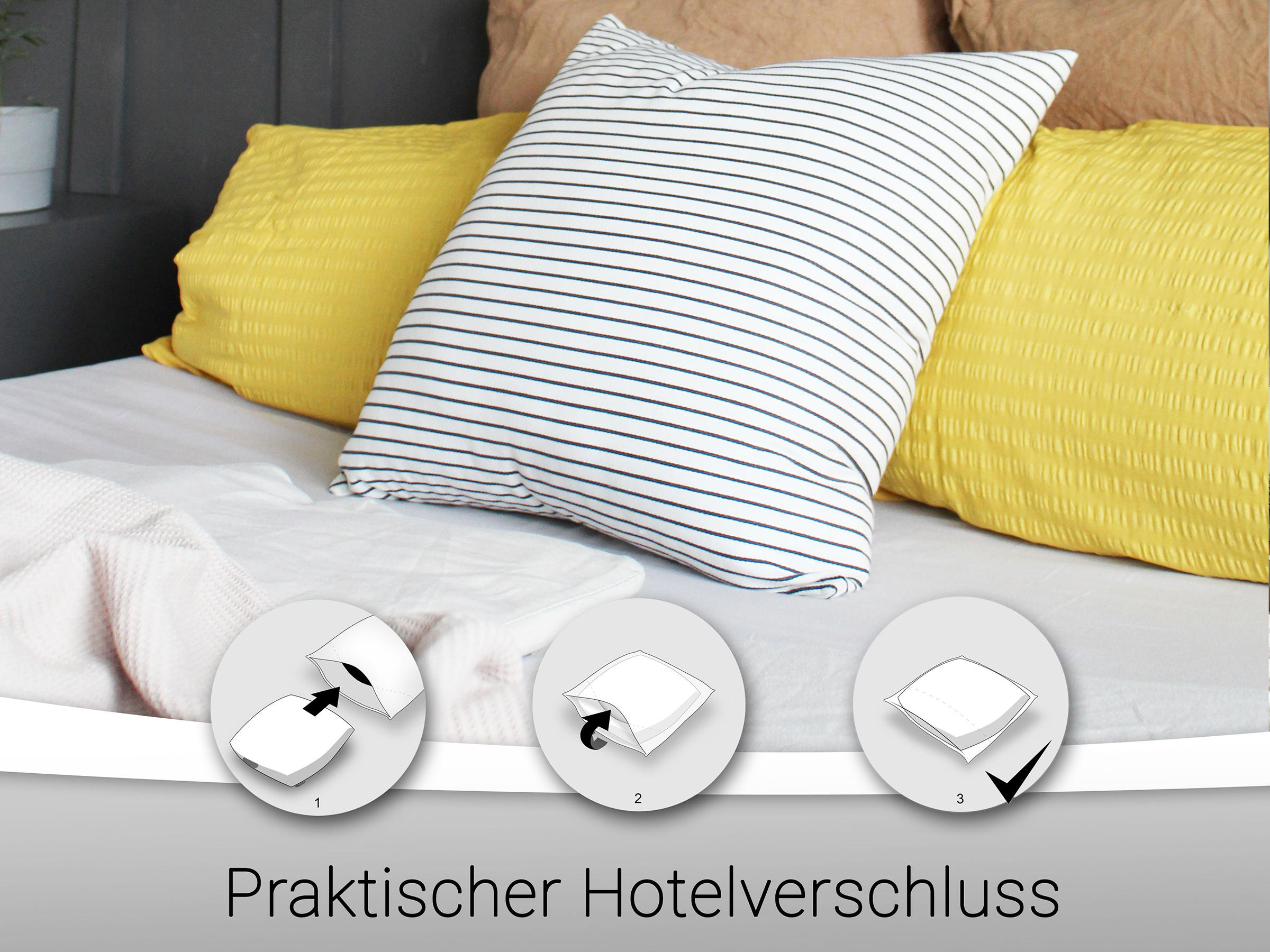 KISSENBEZUG, 2er-Set, 40x80 cm, 100% Baumwolle, Gelb - Goldfarben, Textil (40/80cm) - Zollner