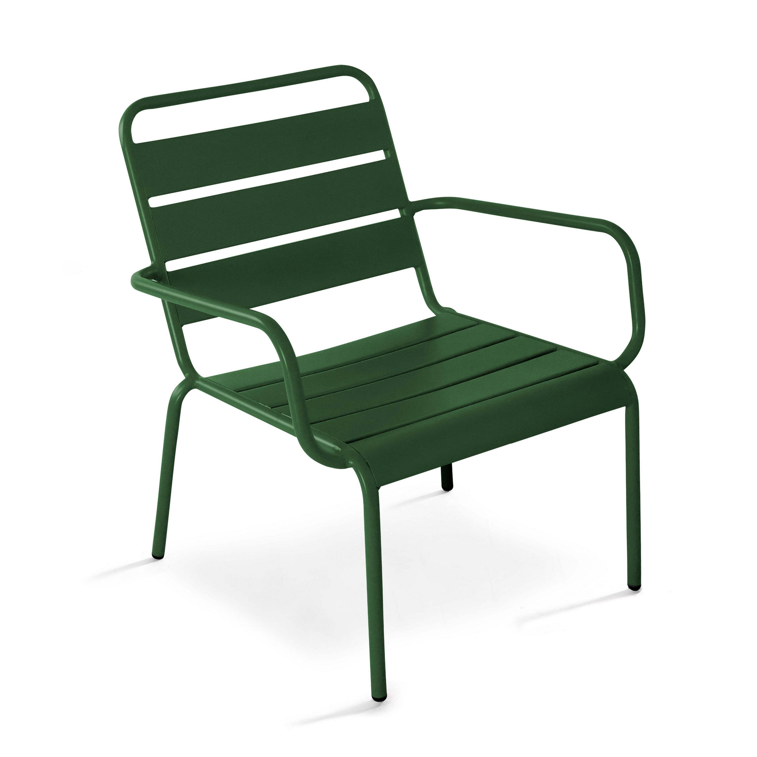 RELAXSESSEL MIT HOCKER 2-tlg., Waldgrün - Grün, Metall (64/72/60cm) - Oviala