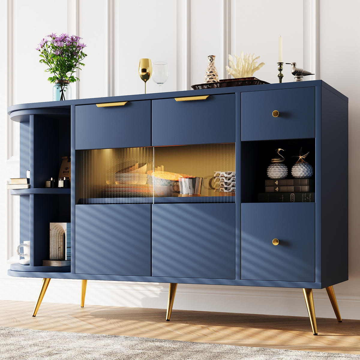 SIDEBOARD blau 130/40/65 cm - Blau, Holzwerkstoff (40/65/130cm) - Urban Meuble