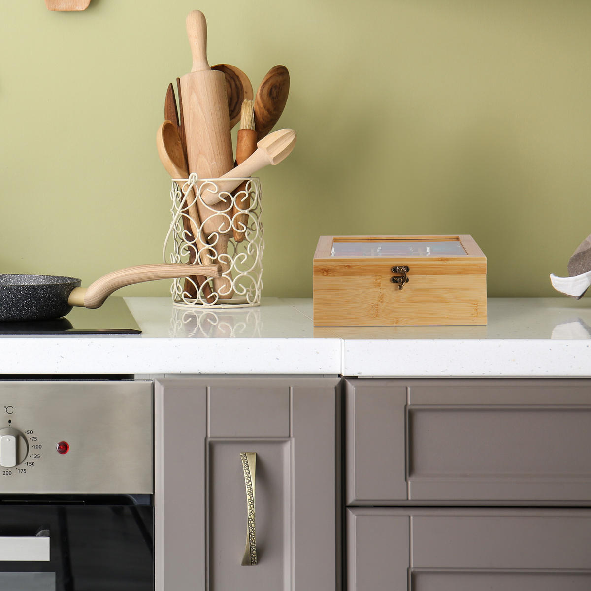 TEEBOX - Multicolor, Holz/Kunststoff (26.5/9.5/28.5cm) - Relaxdays