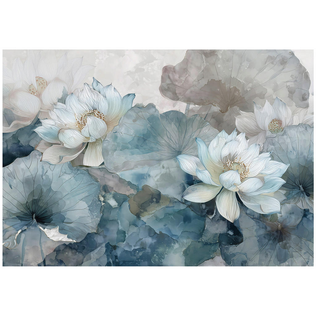 Wallarena FOTOTAPETA květiny betonová modrá 400x280 cm