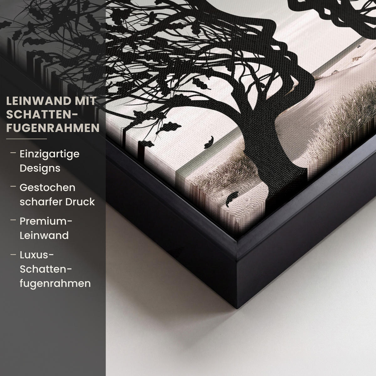 LEINWAND Bilder mit Rahmen - Strand - Meer - Menschen - Baum - Moderne Kunst - 20x20 - Hellgrau, Textil (20/20cm) - MuchoWow