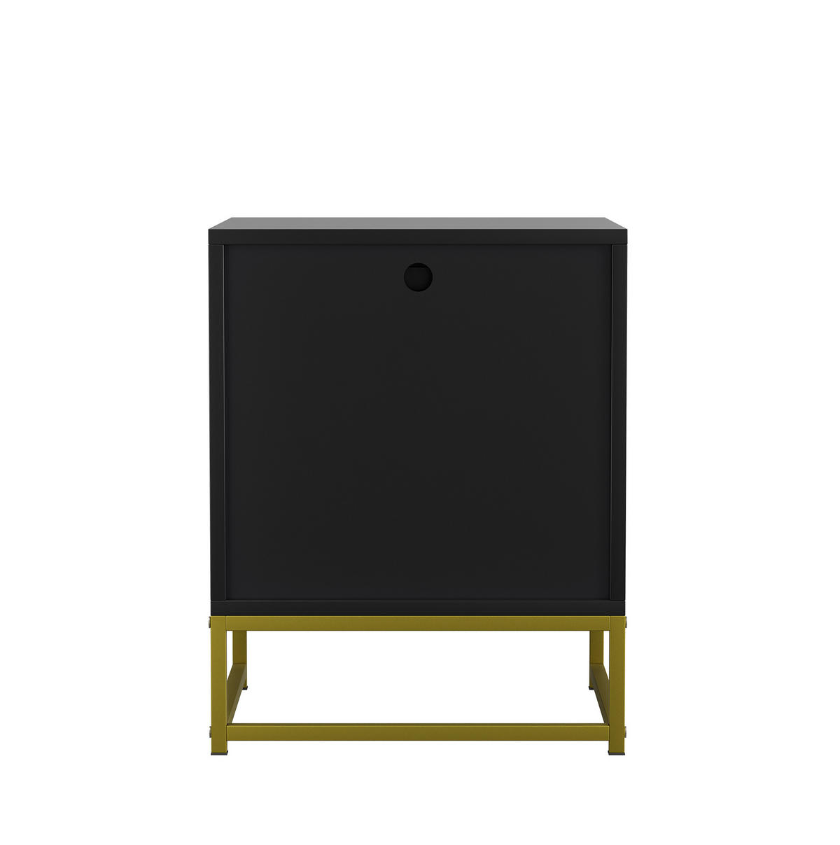 NACHTTISCH aus MDF 43x40x55 cm Schwarz/Natur mit Schublade und offenem Fach im Mid-Century-Stil - Schwarz, Holzwerkstoff (43/55/40cm) - Modfu