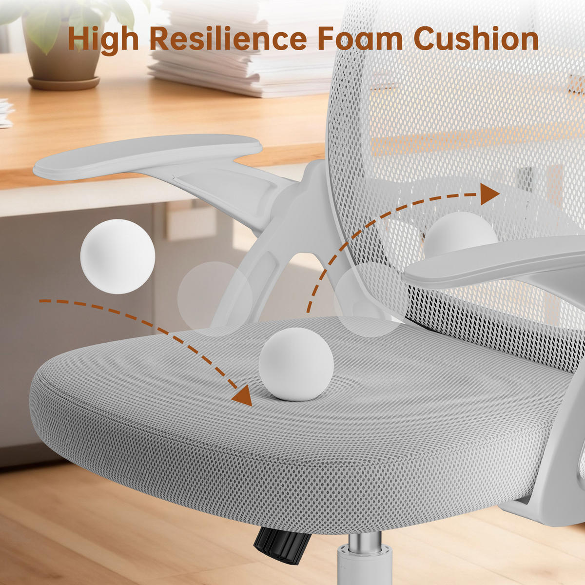 BÜROSTUHL Weiß-Grau ergonomisch mit Mesh Rückenlehne - Grau, Metall (25/53/56cm) - Rattrix